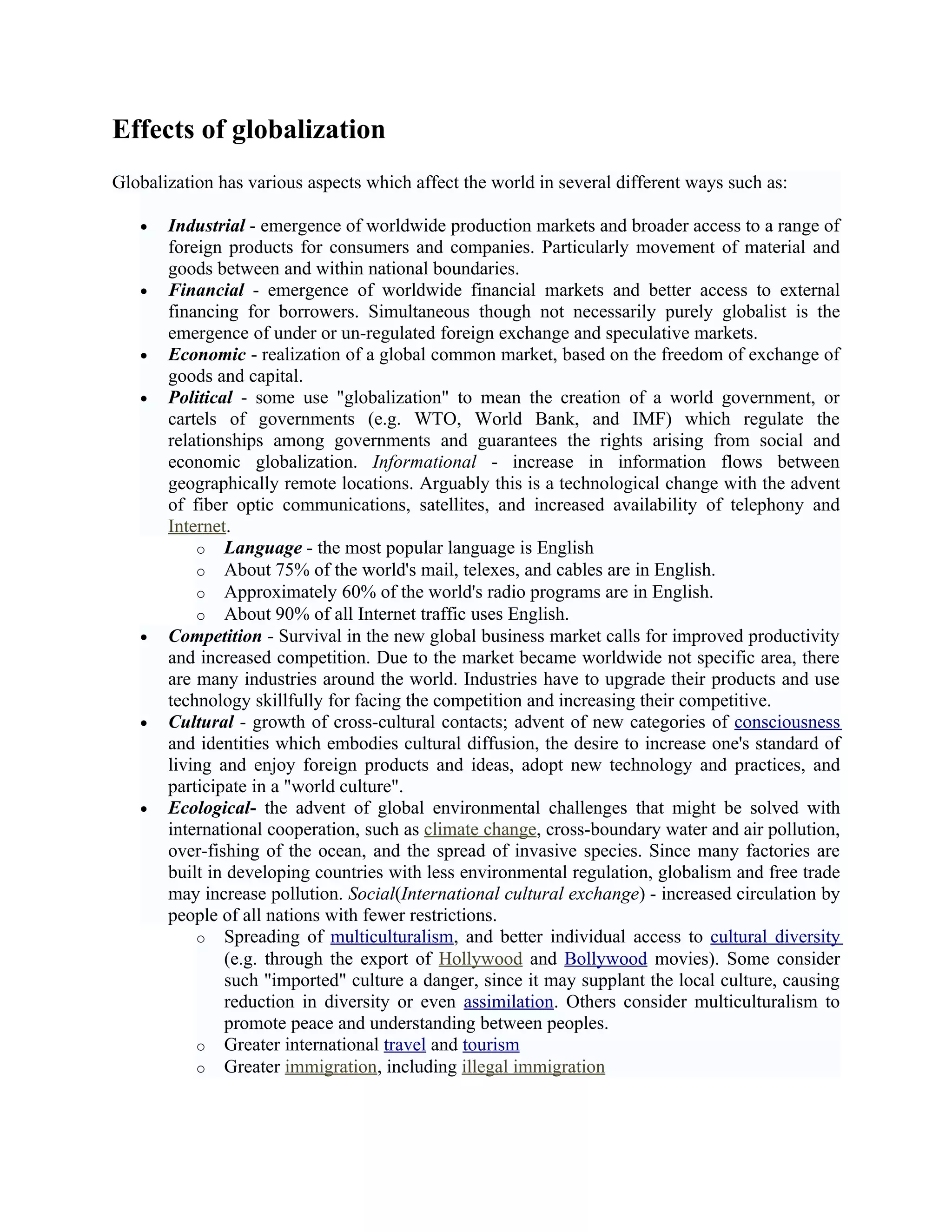 Globalization And Customer Expectations | DOC