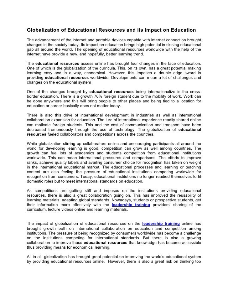 What are the positive and negative effects of globalization to education picture