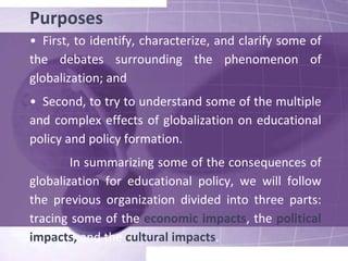 Economic Level Schools will need to reconsider this mission in light of changing job markets in a work environment; new skills and the flexibility to adapt to changing job demands and, for that matter, changing jobs over a lifetime; and dealing with an increasingly competitive international labor pool.