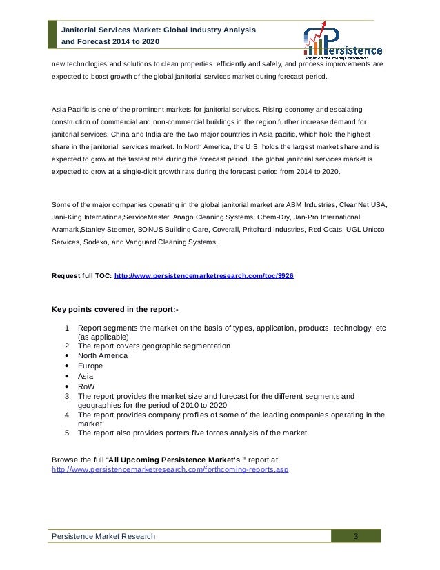 global janitorial services market analysis and forecast 2014 to 2020