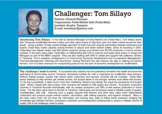 Dairy Value Chain Collaboration Colloquium: After action report and challenger profiles 