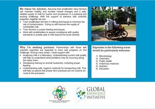 Dairy Value Chain Collaboration Colloquium: After action report and challenger profiles 