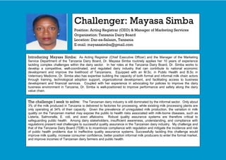 Dairy Value Chain Collaboration Colloquium: After action report and challenger profiles 