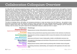 Dairy Value Chain Collaboration Colloquium: After action report and challenger profiles 