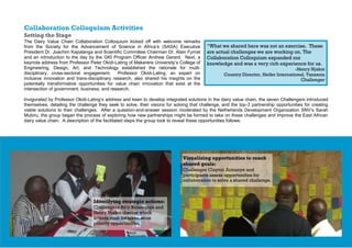 Dairy Value Chain Collaboration Colloquium: After action report and challenger profiles 