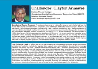 Dairy Value Chain Collaboration Colloquium: After action report and challenger profiles 