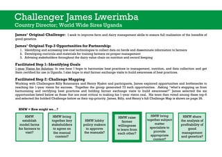 Dairy Value Chain Collaboration Colloquium: After action report and challenger profiles 