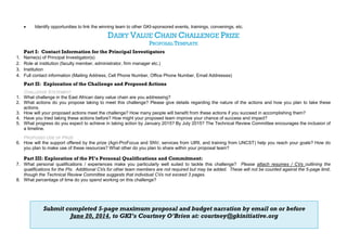 Dairy Value Chain Collaboration Colloquium: After action report and challenger profiles 