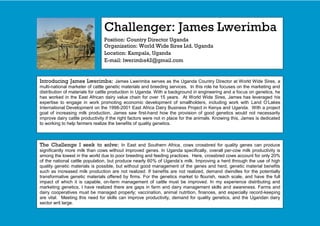 Dairy Value Chain Collaboration Colloquium: After action report and challenger profiles 