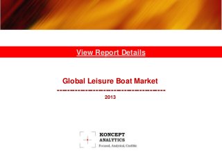View Report Details


  Global Leisure Boat Market
------------------------------------------
                  2013
 