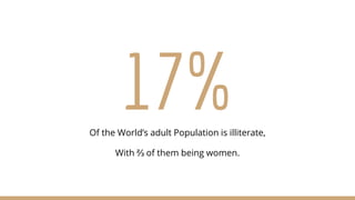 17%Of the World’s adult Population is illiterate,
With ⅔ of them being women.
 