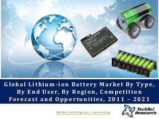 Global Lithium-ion Battery Market By Type,
By End User, By Region, Competition
Forecast and Opportunities, 2011 – 2021
M a r k e t I n t e l l i g e n c e . C o n s u l t i n g
 