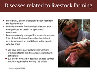 • More than 2 billion are sickened each year from
the food they eat
• Millions more die from zoonotic diseases that
emerge...