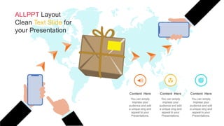 You can simply
impress your
audience and add
a unique zing and
appeal to your
Presentations.
Content Here
You can simply
impress your
audience and add
a unique zing and
appeal to your
Presentations.
Content Here
You can simply
impress your
audience and add
a unique zing and
appeal to your
Presentations.
Content Here
ALLPPT Layout
Clean Text Slide for
your Presentation
 