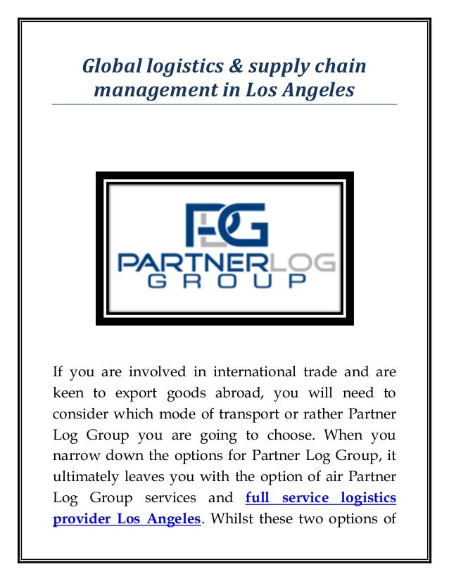 Global logistics & supply chain management in Los Angeles