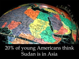 20% of young Americans think
Sudan is in Asia
 