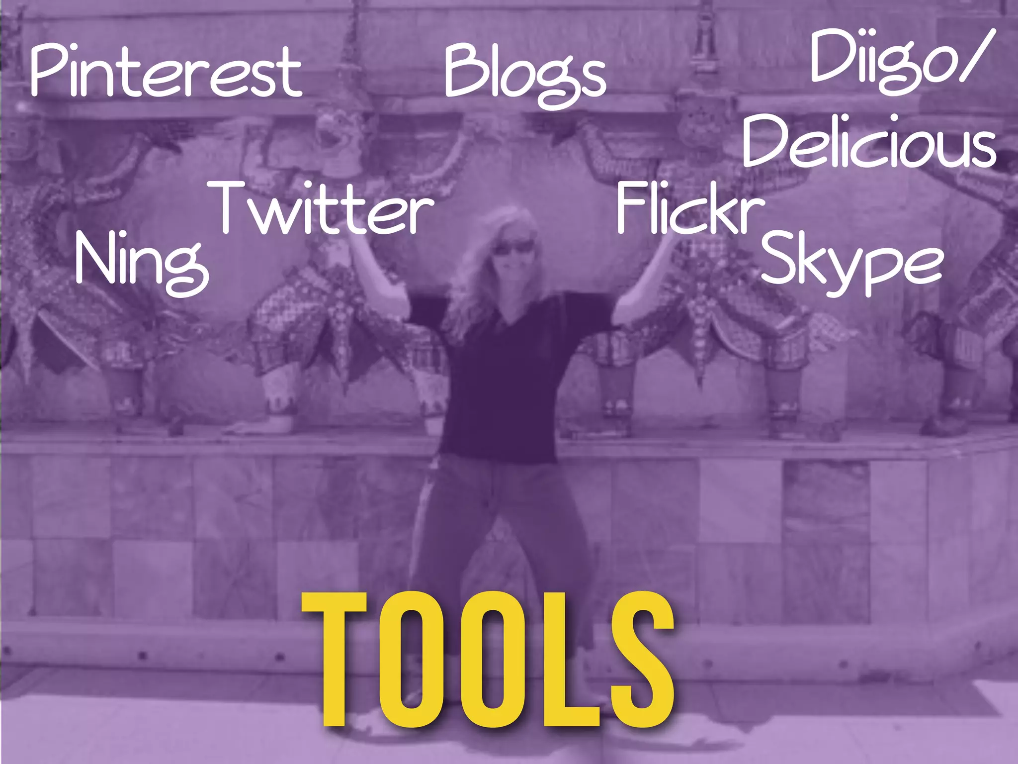 Pinterest 
Twitter 
Blogs Diigo/ 
Flickr 
Tools 
Delicious 
Skype 
Ning 
 