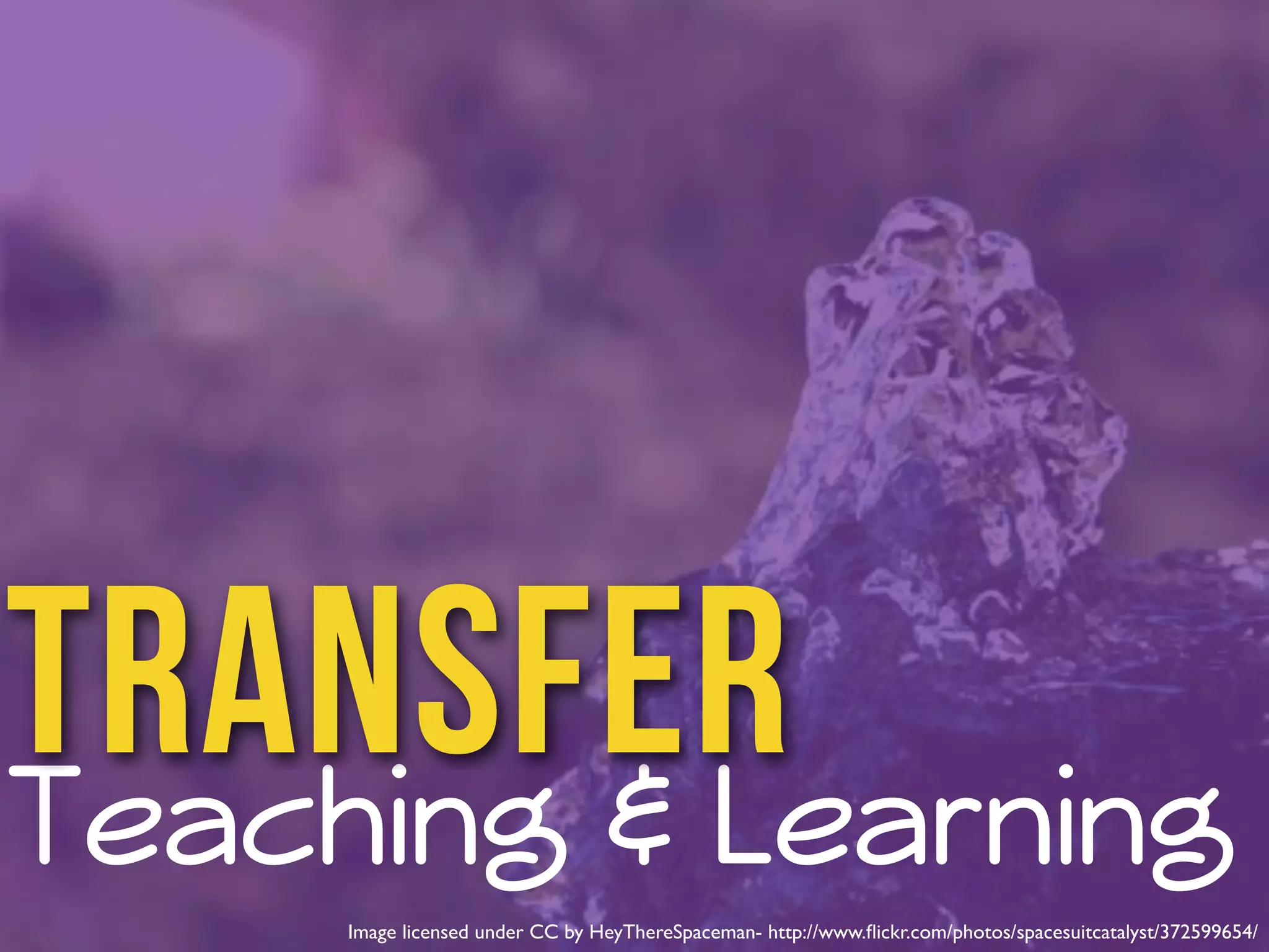 Transfer 
Teaching & Learning 
Image licensed under CC by HeyThereSpaceman- http://www.flickr.com/photos/spacesuitcatalyst/372599654/ 
 