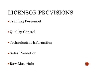 Training Personnel
Quality Control
Technological Information
Sales Promotion
Raw Materials
 
