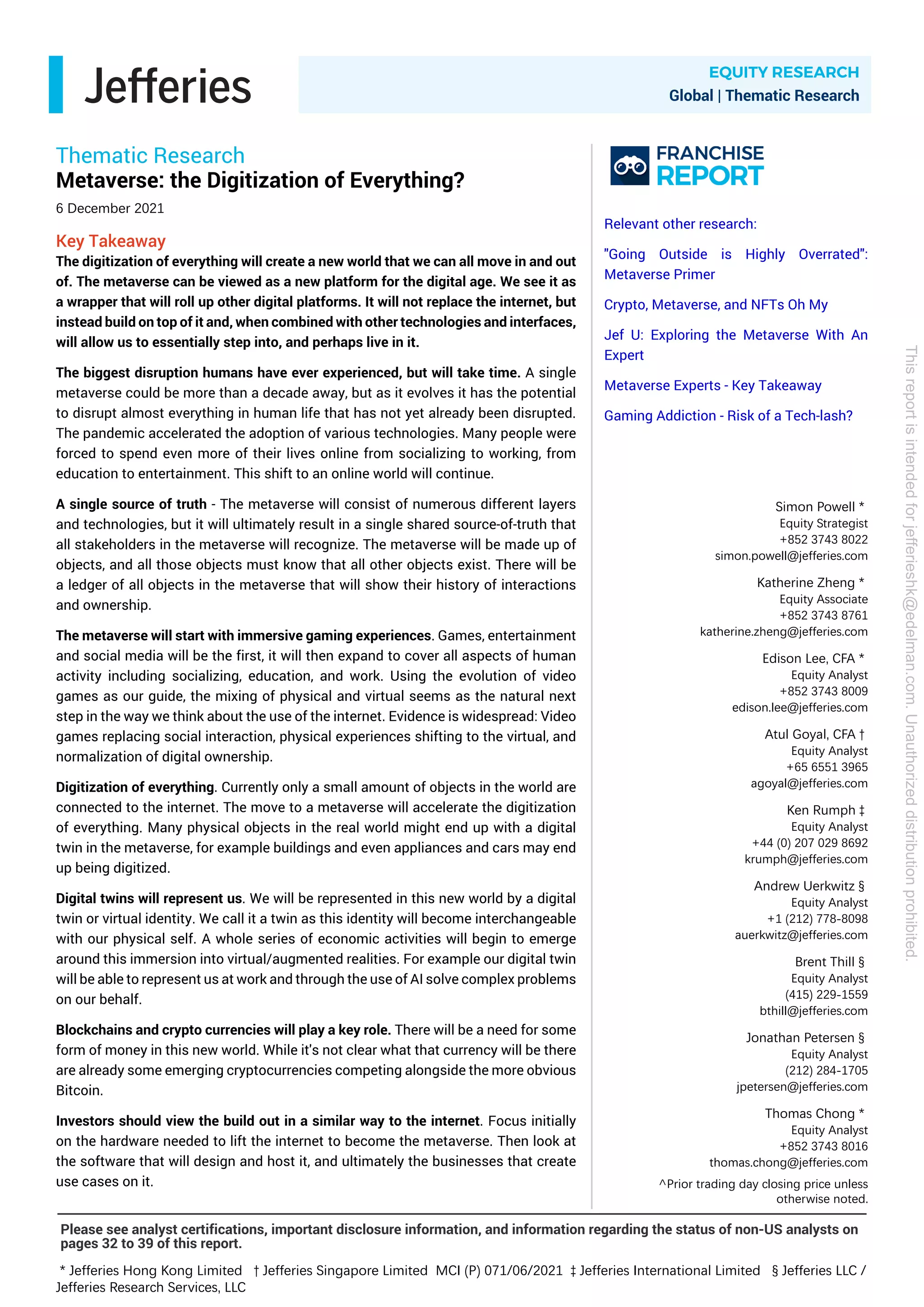 Global metaverse the digitization of everything | PDF