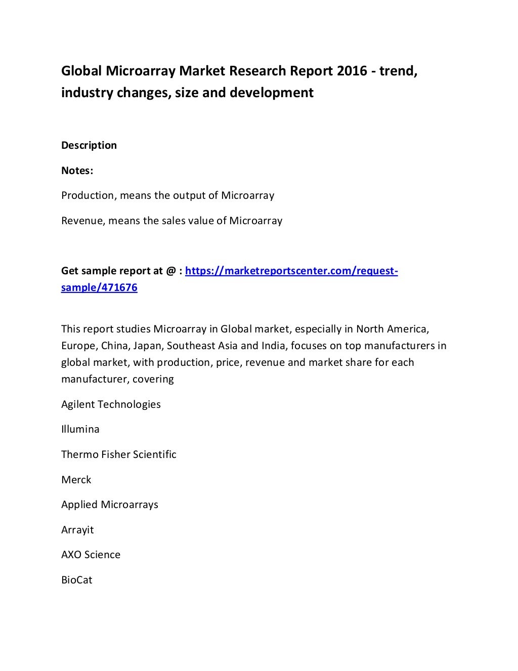Global Microarray Market trend, segment, and industry positioning ...