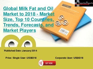 Global Milk Fat and Oil
Market to 2018 - Market
Size, Top 10 Countries,
Trends, Forecasts, and
Market Players

Published Date: January 2014
Price: Single User: US$6318

Corporate User: US$6318

 