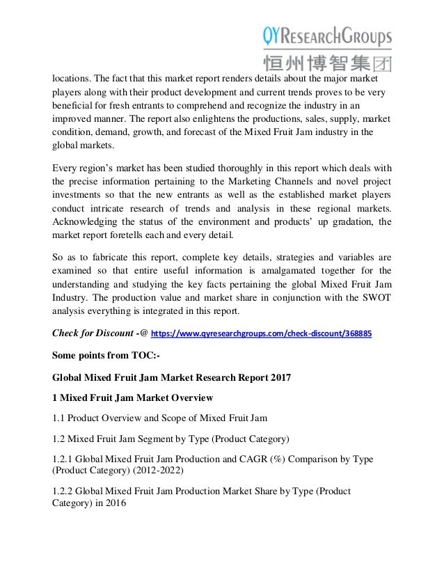 Mixed Fruit Jam Market Global Industry Analysis, Size, Share, Growth