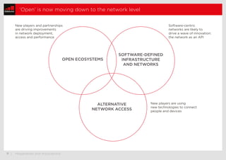  11	 | Megatrends and implications
‘Open’ is now moving down to the network level
OPEN ECOSYSTEMS
SOFTWARE-DEFINED
INFRAST...
