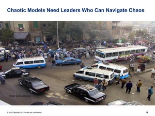 Chaotic Models Need Leaders Who Can Navigate Chaos




  Image: learnquebec.ca




© 2010 Deloitte LLP. Private and confidential        11
 