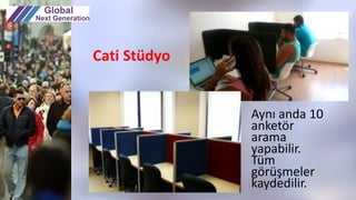 Cati Stüdyo
Aynı anda 10
anketör
arama
yapabilir.
Tüm
görüşmeler
kaydedilir.
 