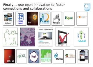Finally … use open innovation to foster connections and collaborations OLnet Netgen  OLnet fm Learning  Design OLnet 