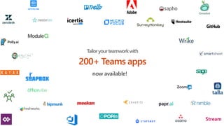 Tailoryourteamworkwith
200+ Teams apps
now available!
 