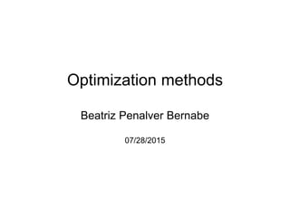 Optimization methods
Beatriz Penalver Bernabe
07/28/2015
 