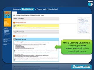Unit 2 Learning Objective 2:
Students gain deep
content mastery for their
educational games
 