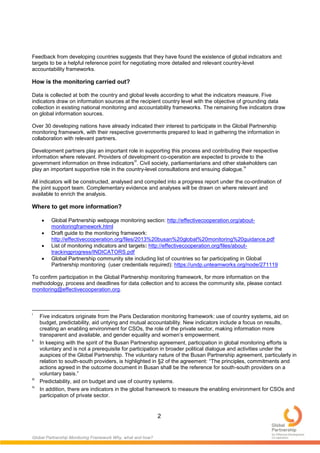 Partnered Monitoring Program Global Partnership Monitoring Framework: Why, What and How? | PDF