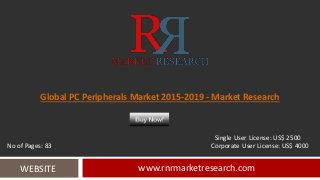 Global PC Peripherals Market 2015-2019 - Market Research
www.rnrmarketresearch.comWEBSITE
Single User License: US$ 2500
No of Pages: 83 Corporate User License: US$ 4000
 