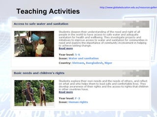 Teaching Activities
http://www.globaleducation.edu.au/resources-gallery
 