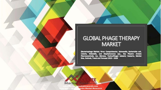 GLOBALPHAGETHERAPY
MARKET
(Bacteriophage Market; Virus: Campylobacter, Salmonella, Escherichia coli,
Listeria, Klebsiella, and Staphylococcus spp., Key Players: Armata
Pharmaceuticals, Inc, Micreos, TechnoPhage) Industry Scenario, Market
Size, Outlook, Trend and Forecast 2019 – 2028
sales@accurizemarketresearch.com
Copyright © 2021 Accurize Market Research
 