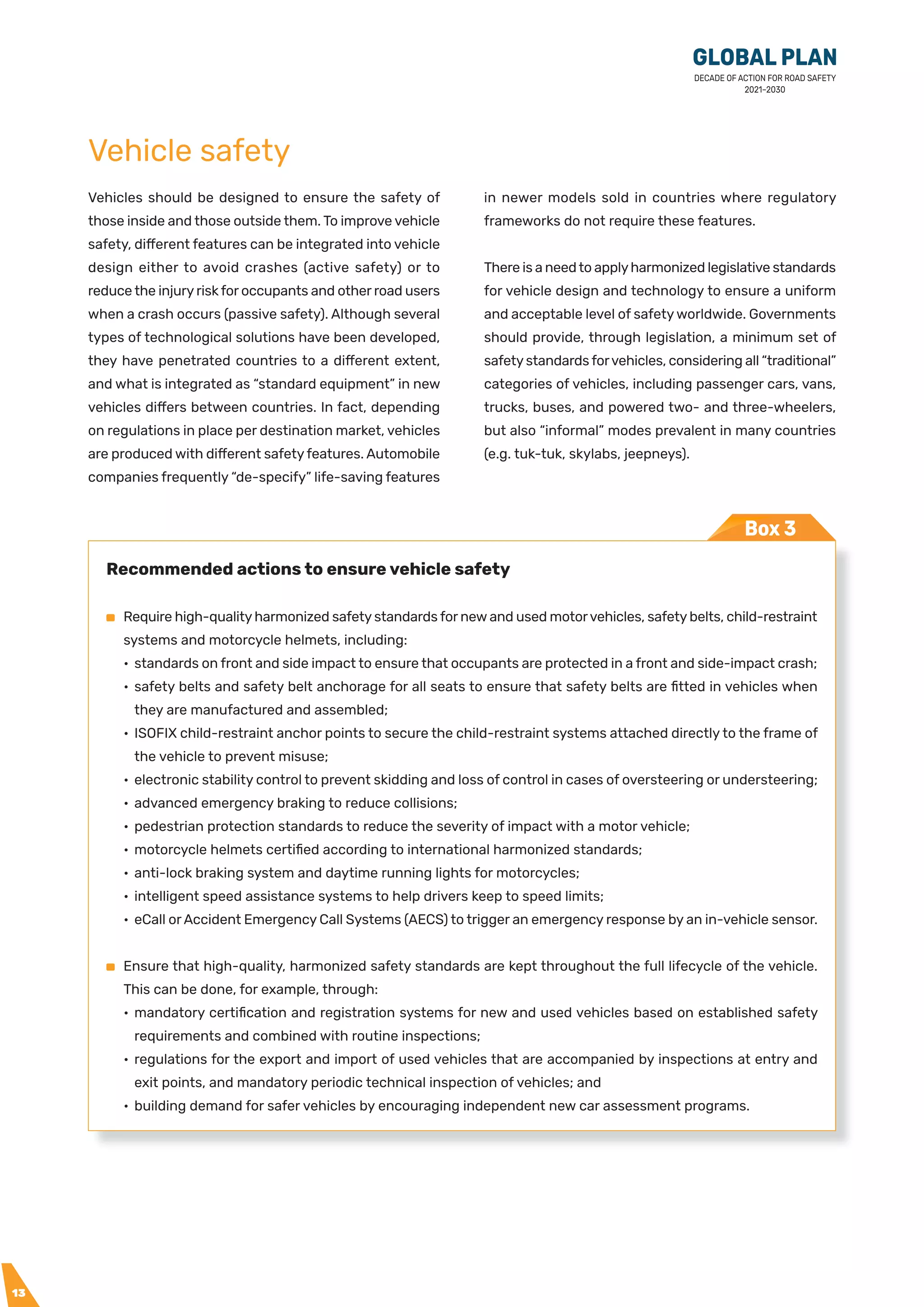 Global Plan for Road Safety ( 2021-2030) | PDF