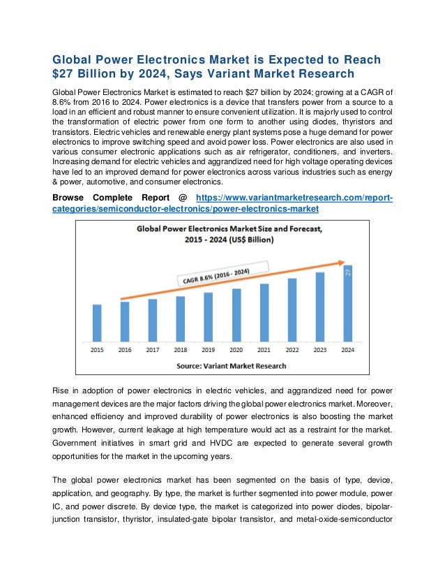 Power Electronics Market Global Scenario, Market Size, Outlook, Trend