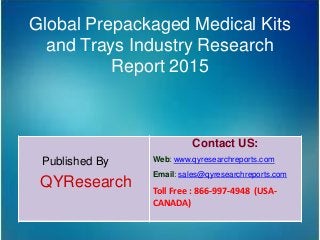 Global Prepackaged Medical Kits
and Trays Industry Research
Report 2015
Published By
QYResearch
Contact US:
Web: www.qyresearchreports.com
Email: sales@qyresearchreports.com
Toll Free : 866-997-4948 (USA-
CANADA)
 