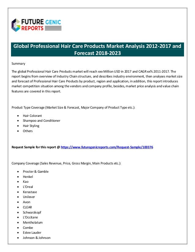 Global Professional Hair Care Products Market Analysis 2012 2017 And