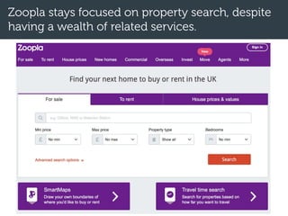 Zoopla stays focused on property search, despite
having a wealth of related services.
 