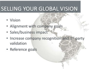 SELLING YOUR GLOBAL VISION
 