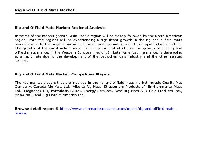 Global Rig And Oilfield Mats Market 2016 2024