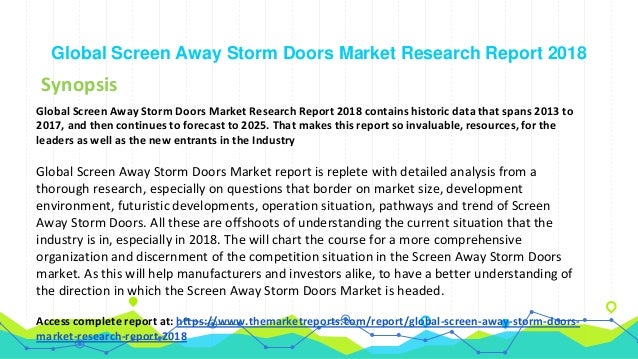 Global Screen Away Storm Doors Industry Report Analysis With Market S