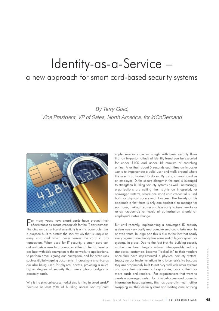 idOnDemand Article IdentityasaService a new approach for smart cardbased security systems
