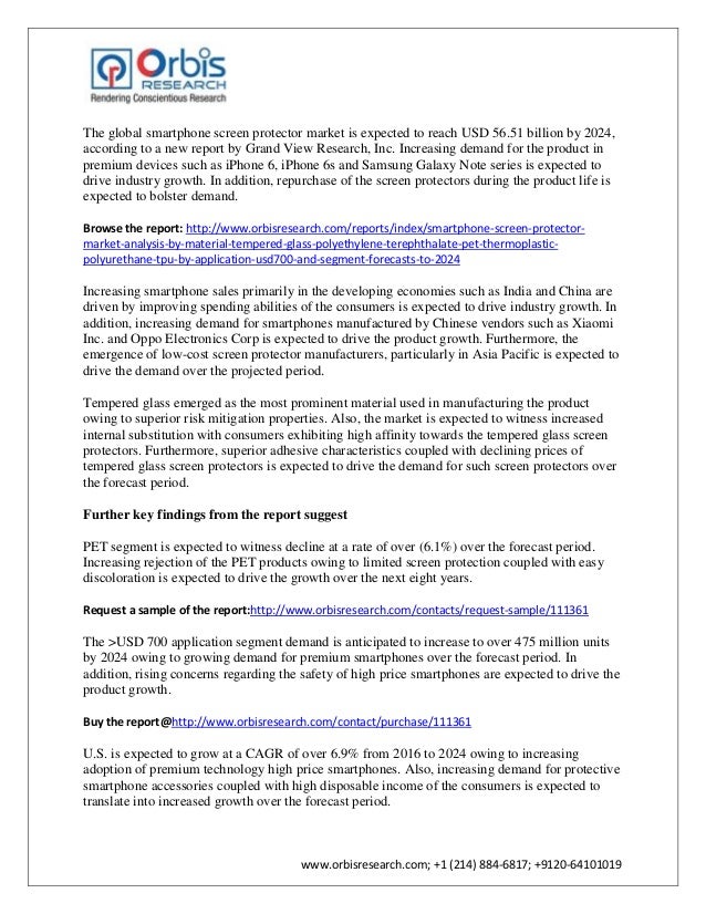 Global smartphone screen protector market by 2024