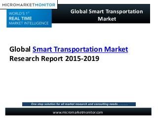 www.micromarketmonitor.com
Global Smart Transportation Market
Research Report 2015-2019
Global Smart Transportation
Market
 