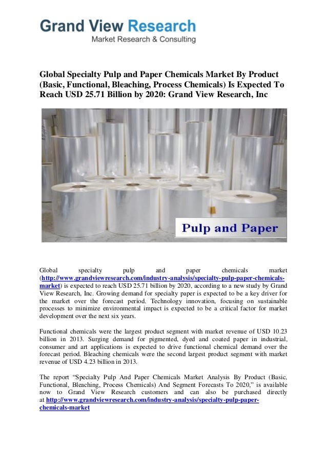 Global Specialty Pulp And Paper Chemicals Market , Size, Share and